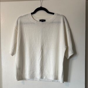Ann Taylor Linen Blend Short Sleeve Sweater White NWT